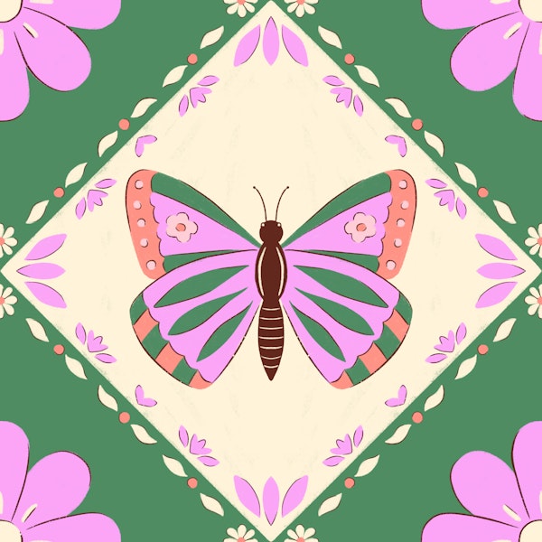 Floral Butterfly Tile