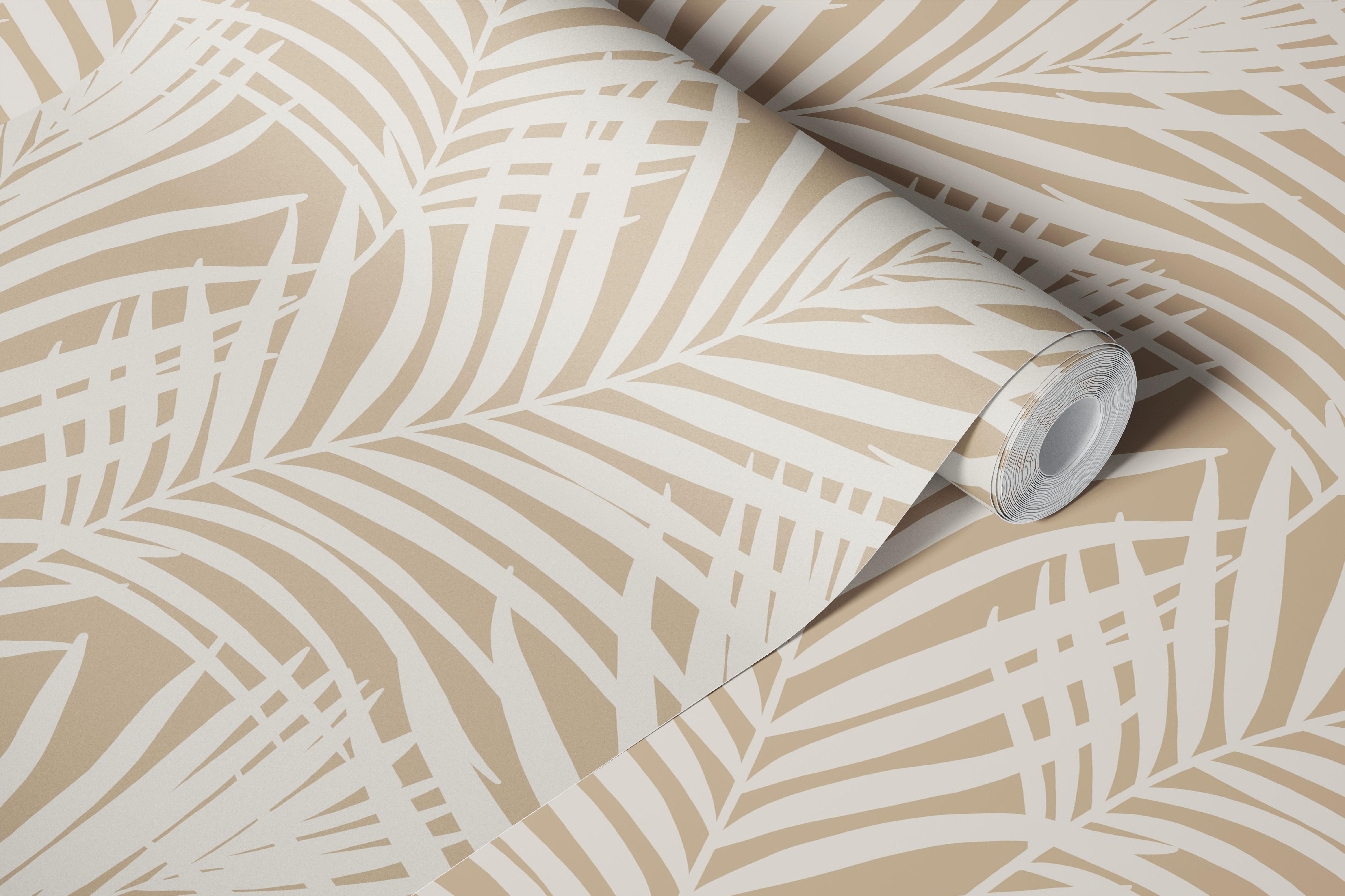 Coastal palm leaves wallpaper in a room