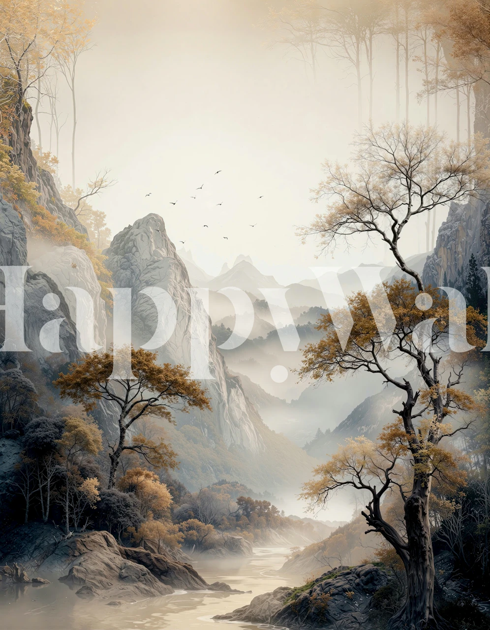 Zidna obloga Golden Tree Serenity u dnevnoj sobi