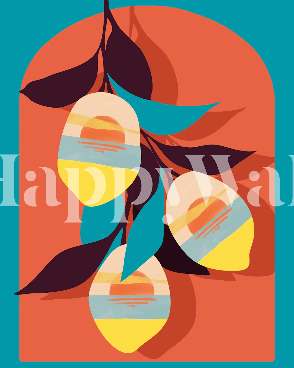 Lemon Sunset wallpaper in a room