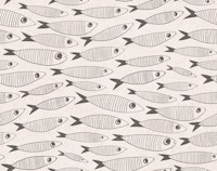 Sardines Swimming Vintage Fish - Black White carta da parati