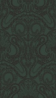 Folk octopus damask forest green tapete