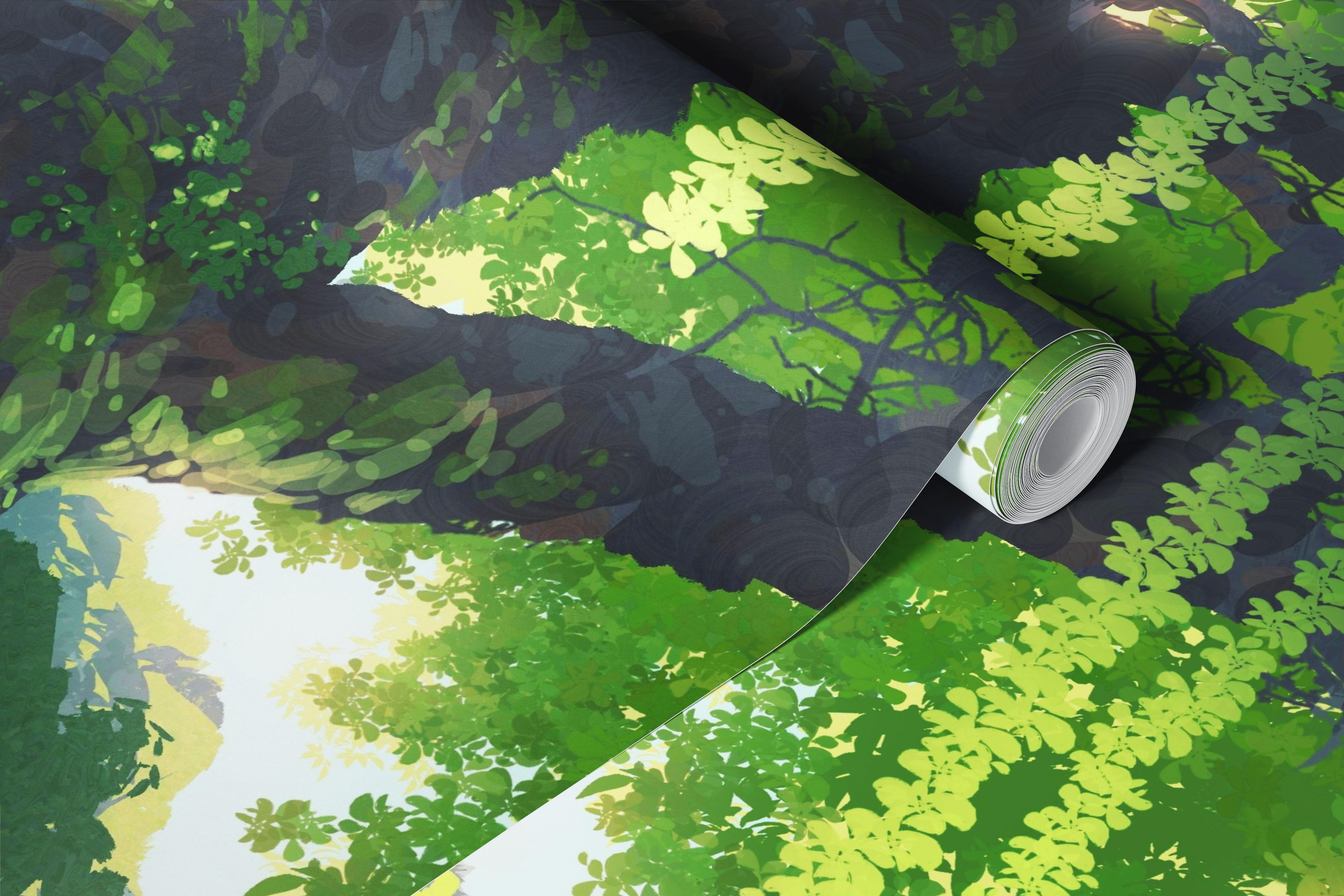 Girl som står ved en Giant Tree tapet