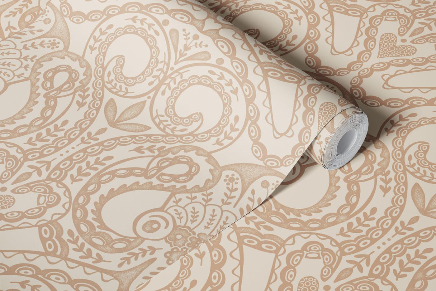 Folk octopus damask sand wallpaper roll
