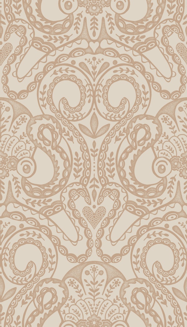 Folk octopus damask sand