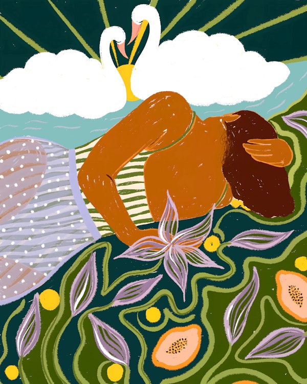 The Dreamer And Swan Clouds