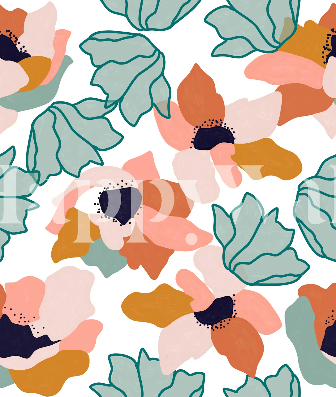 Blomster Carmella tapet i et rum