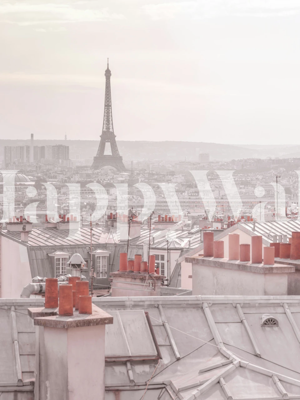 Eiffel Tower Rooftop View wallpaper in a room