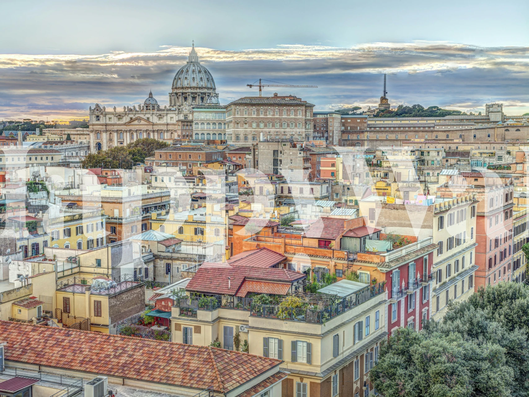 Vatican City skyline with rooftops and architecture wallpaper