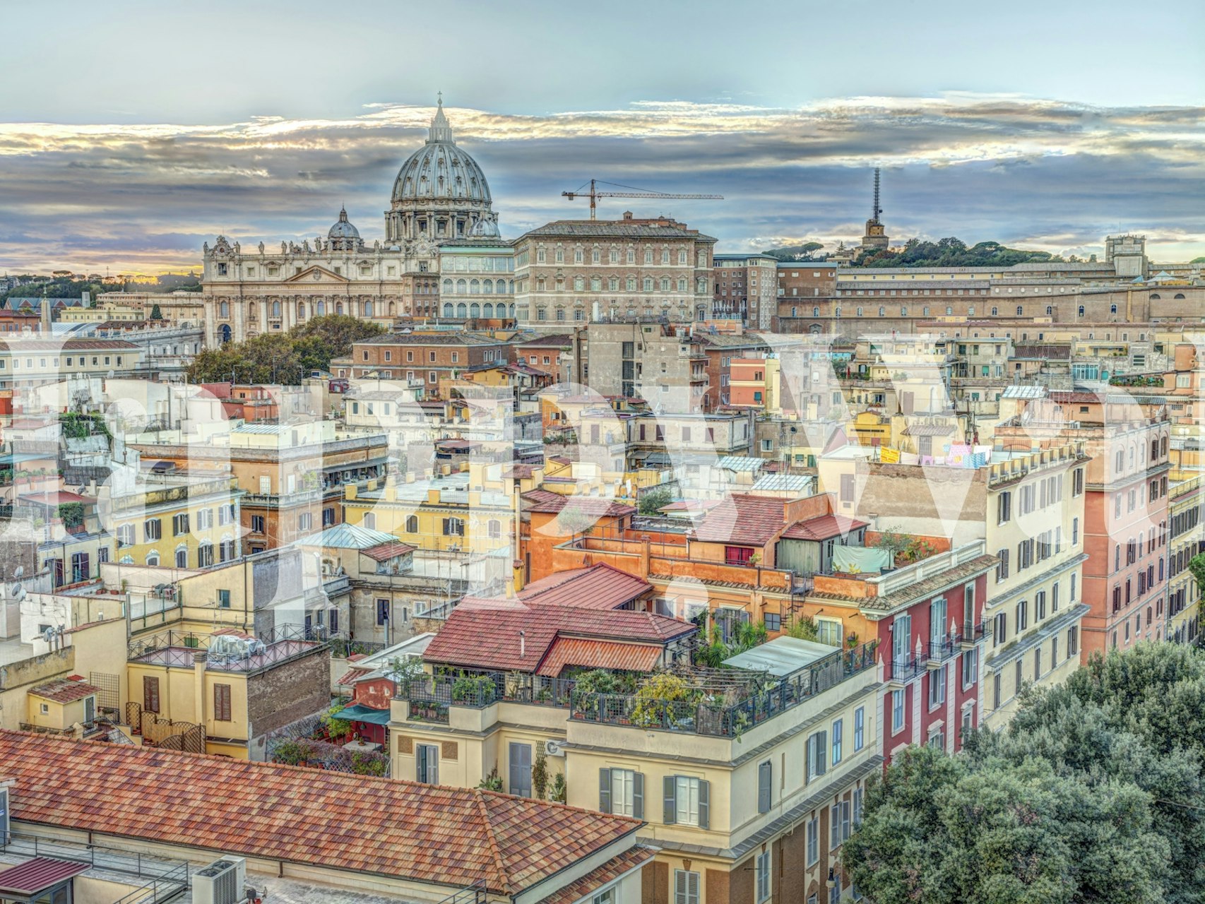Vatican City skyline with rooftops and architecture wallpaper