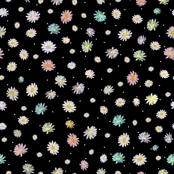 Hand drawn pastel daisies