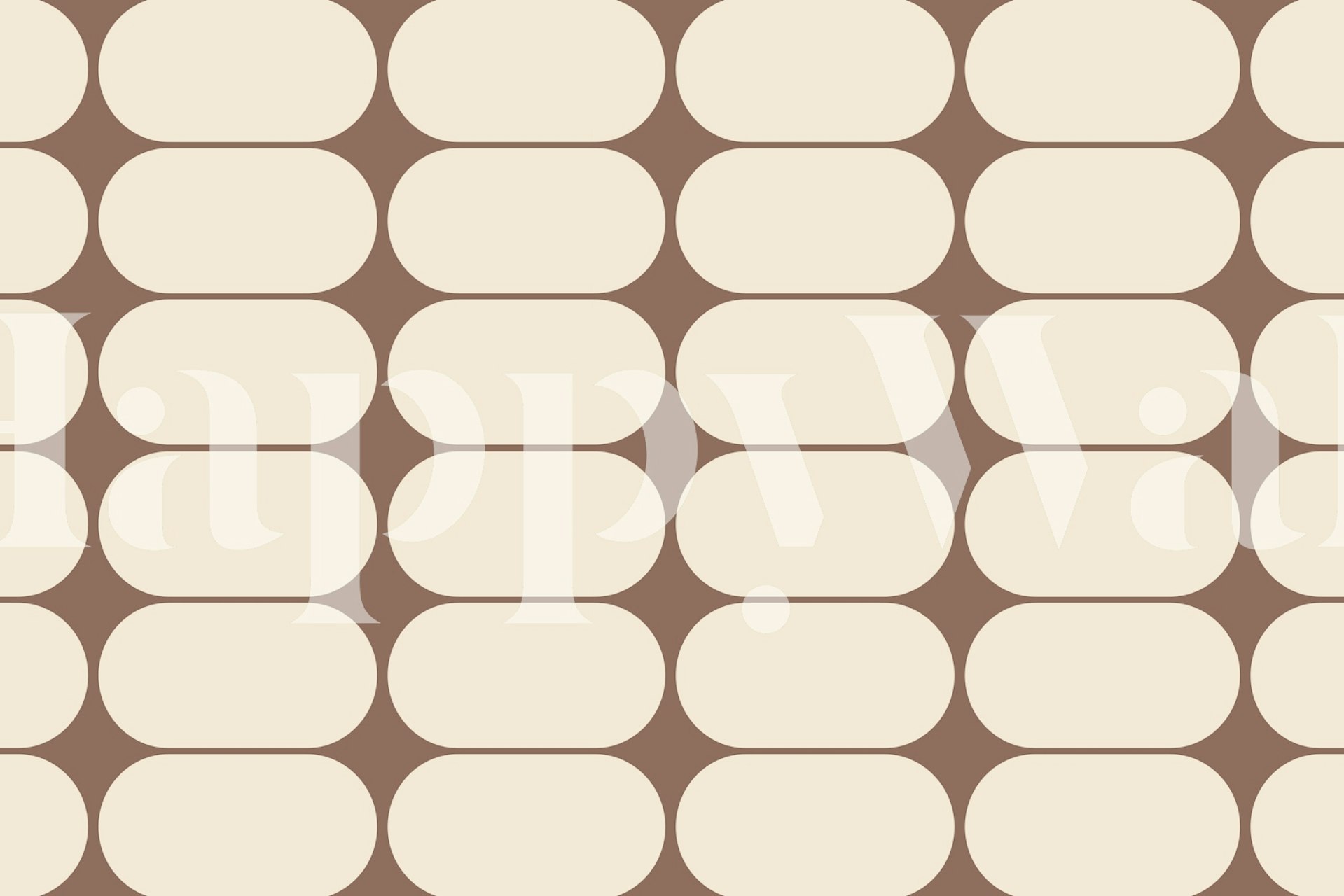 Papel de parede Simple Mid-Century Pebbles Beige Brown em um quarto