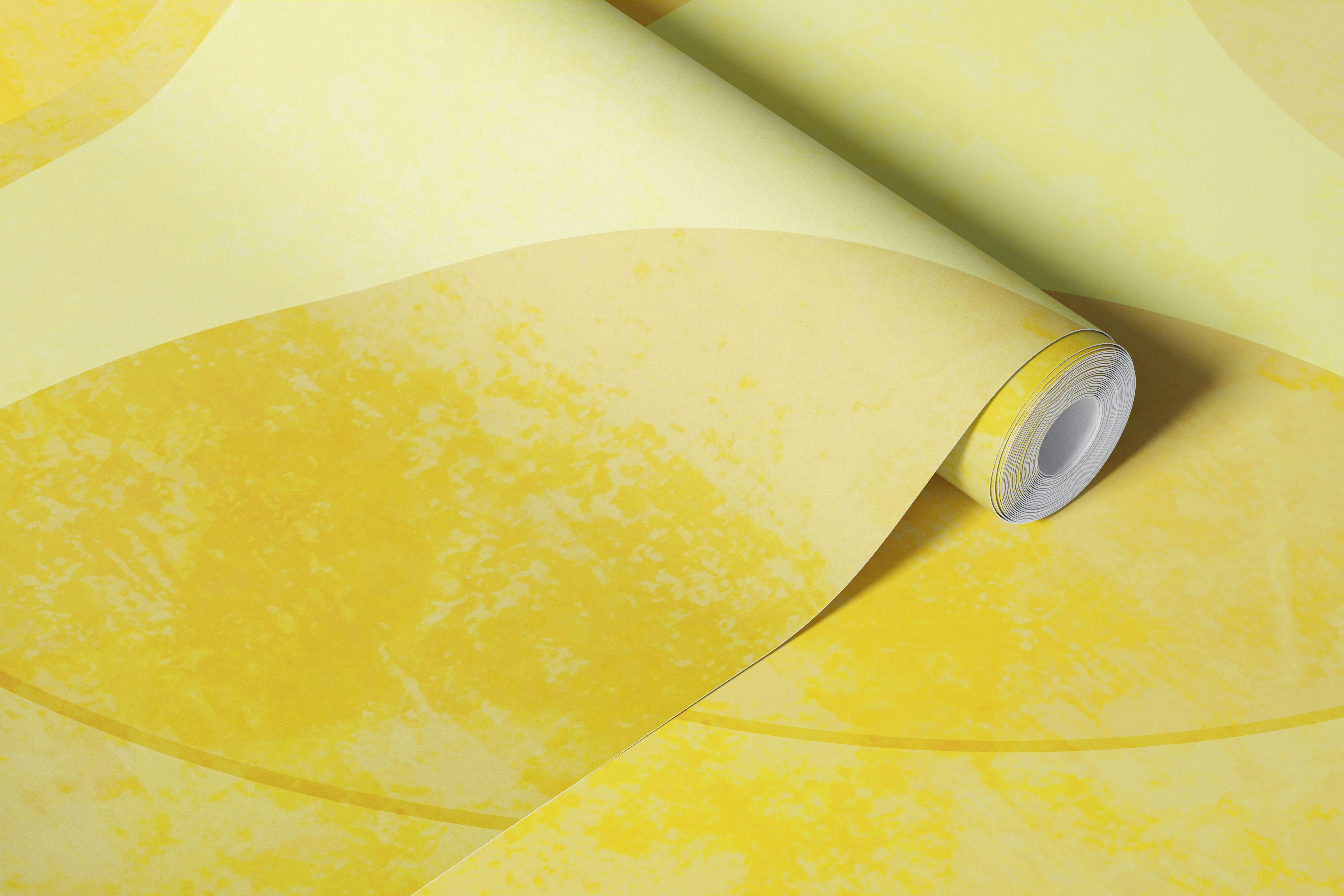 Butter Yellow Mid Century Geo wallpaper in room