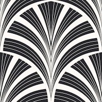 Art Deco Palm fron - Black & White papel de parede