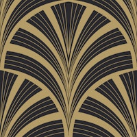 Art Deco Palm fron - Black & Gold papel de parede