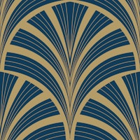 Art Deco Palm Frond - Blue Opal & Gold papel de parede