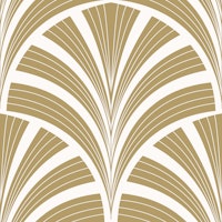 Art Deco Palm Frond - Gold & White papel de parede