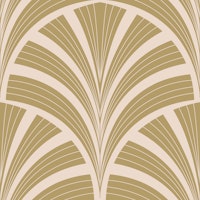 Art Deco Palm Frond - Blush Pink & Gold papel de parede