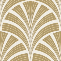Art Deco Palm Frond - Cream & Gold papel de parede