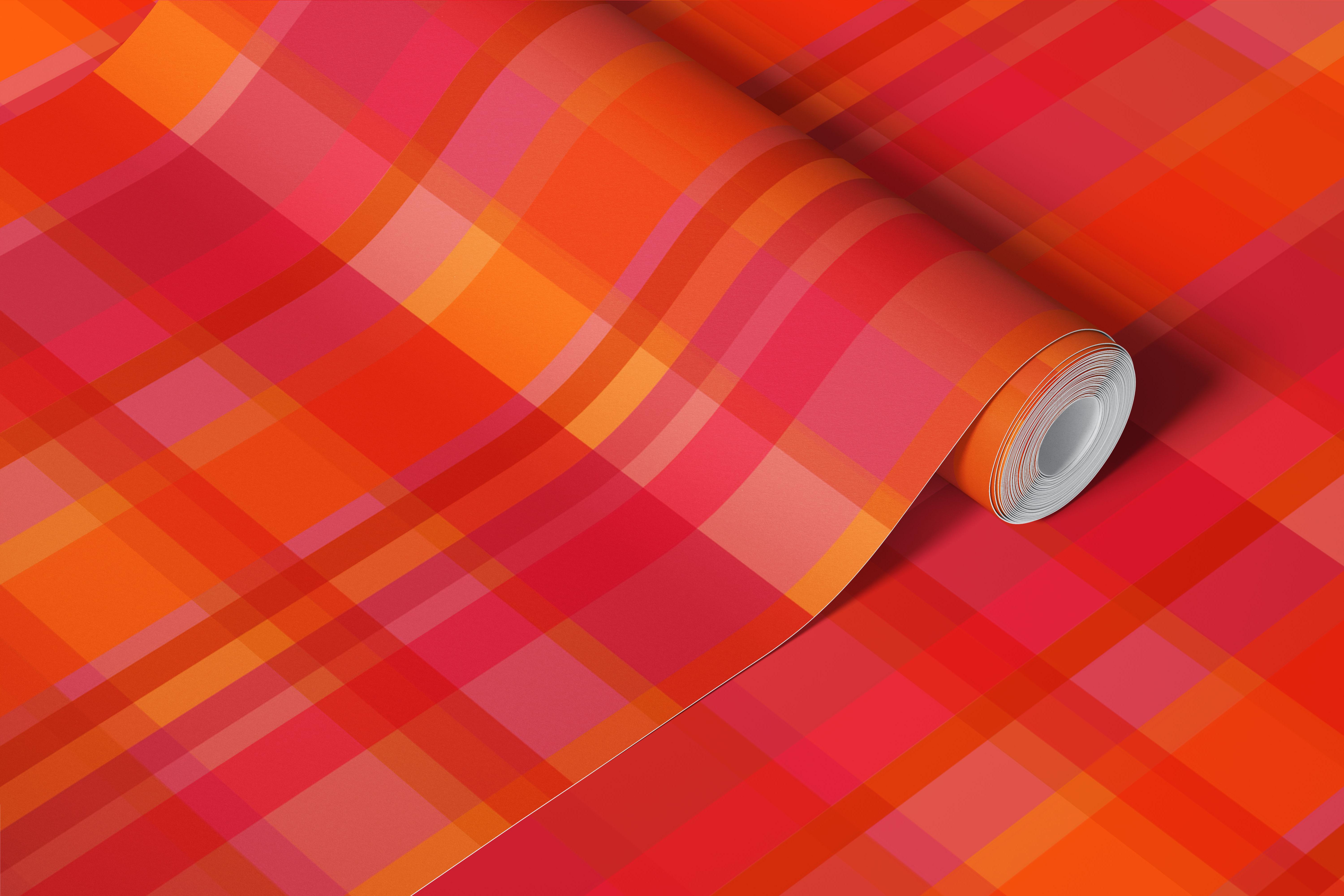 Ταπετσαρία Red and orange Plaid σε ένα δωμάτιο