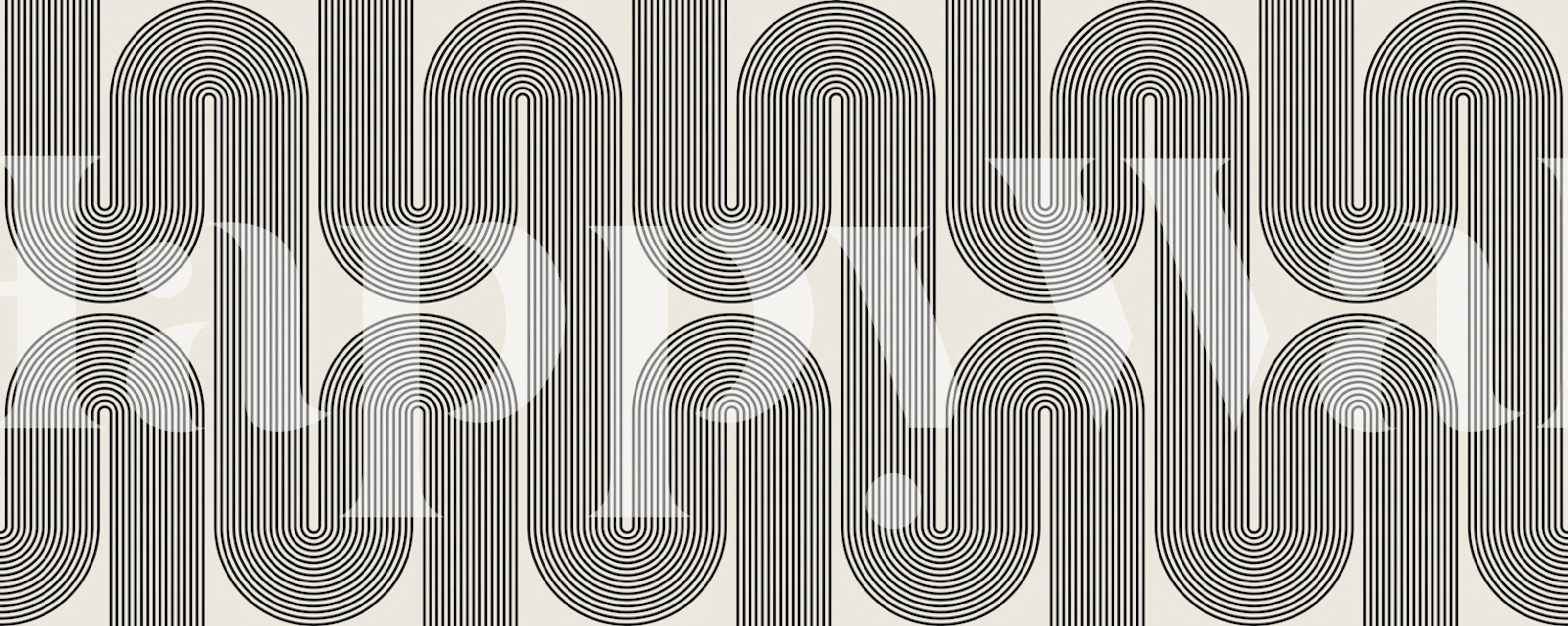 Geometric black and white interlocking waves wallpaper