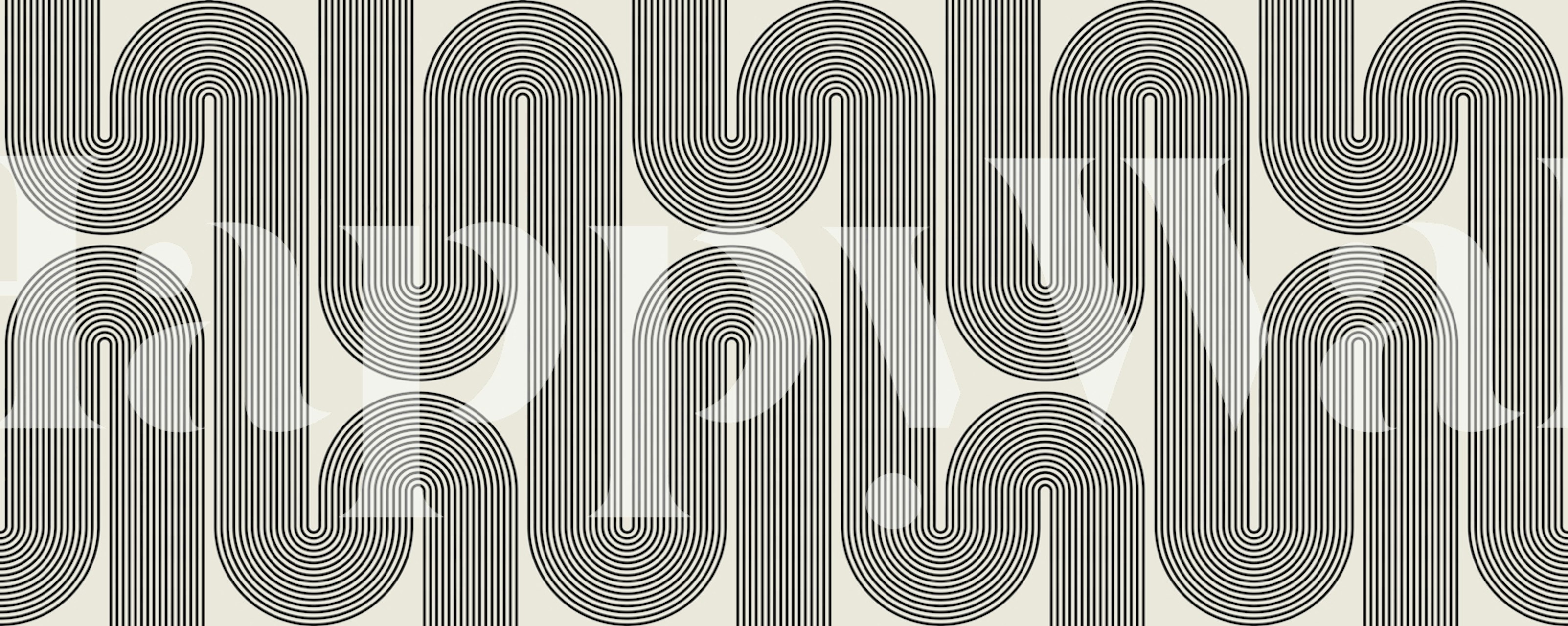 Retro Waves Black and White tapet i et rom
