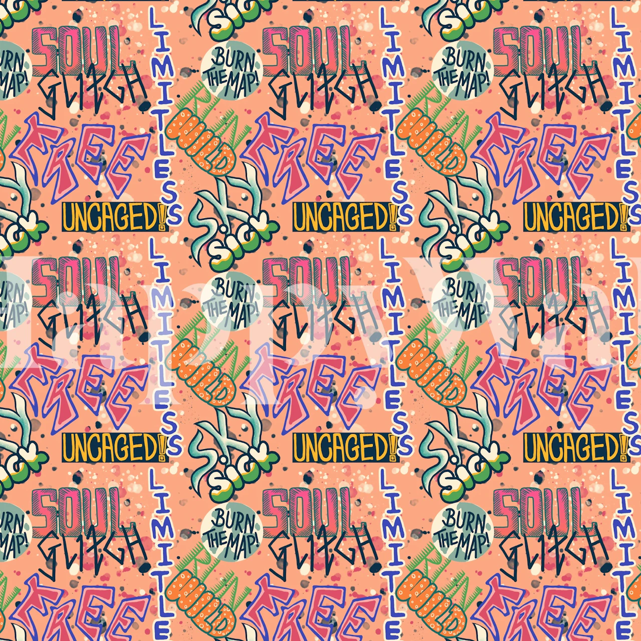 Colorful graffiti mural with text and designs wallpaper