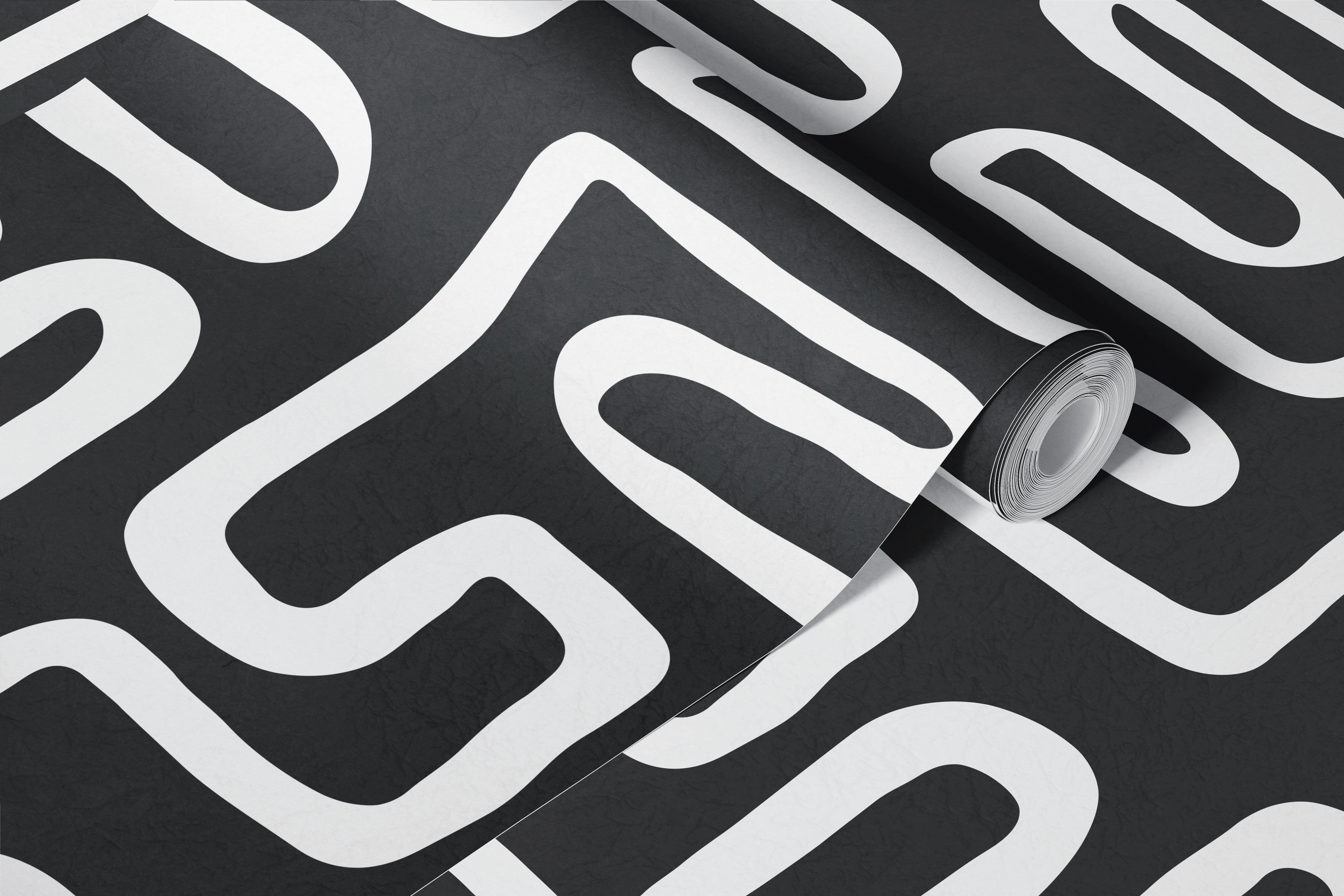 Papel de parede Monochrome Maze Design em um cômodo