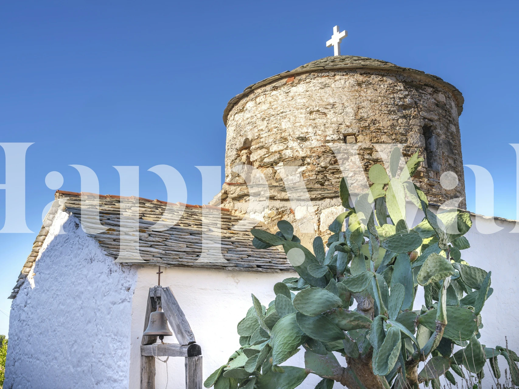 Island Chapel wallpaper displayed in a room