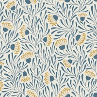 floral tangled daisies - mustard & grey blue tapete