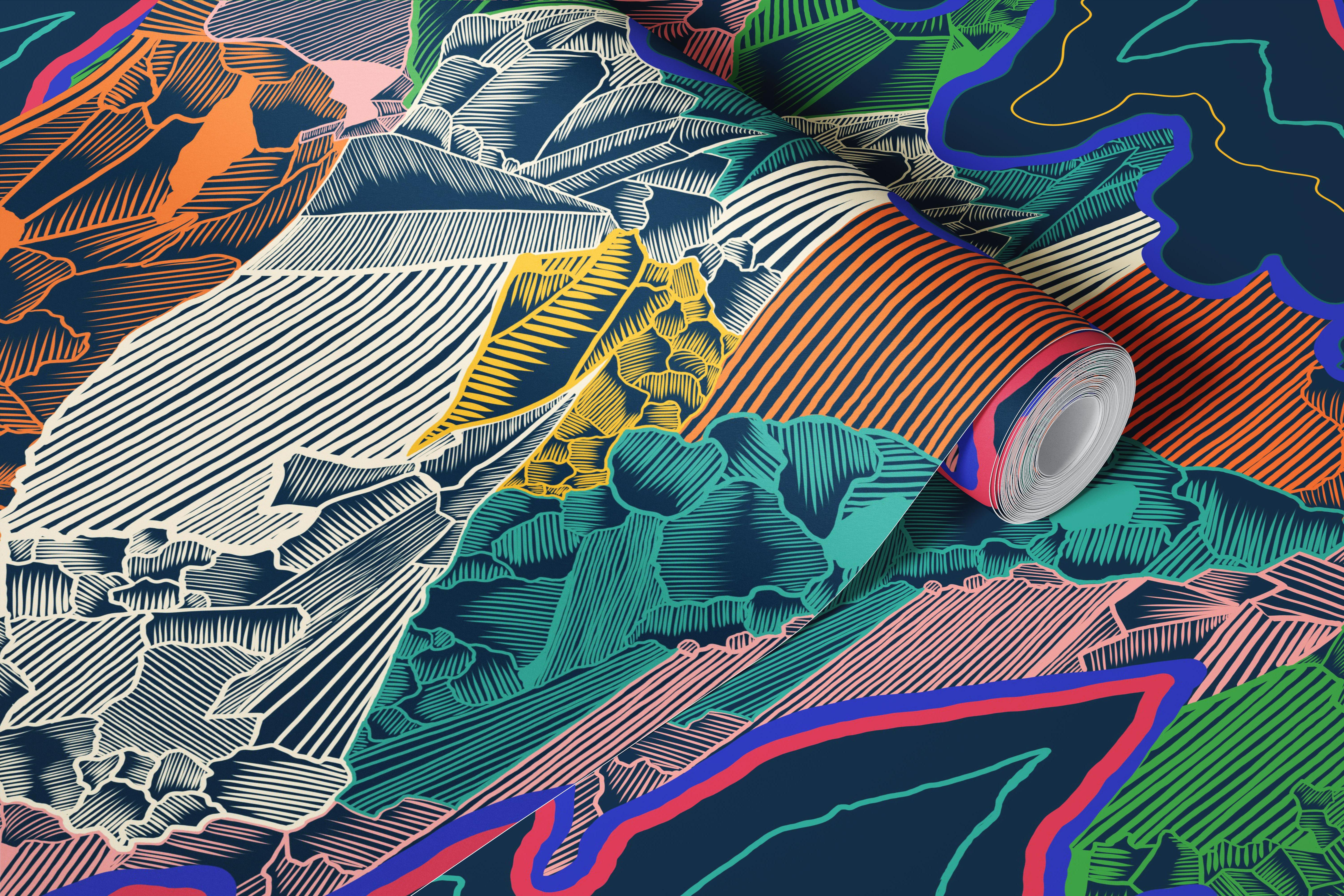 Neon Strata wallpaper in a stylish room