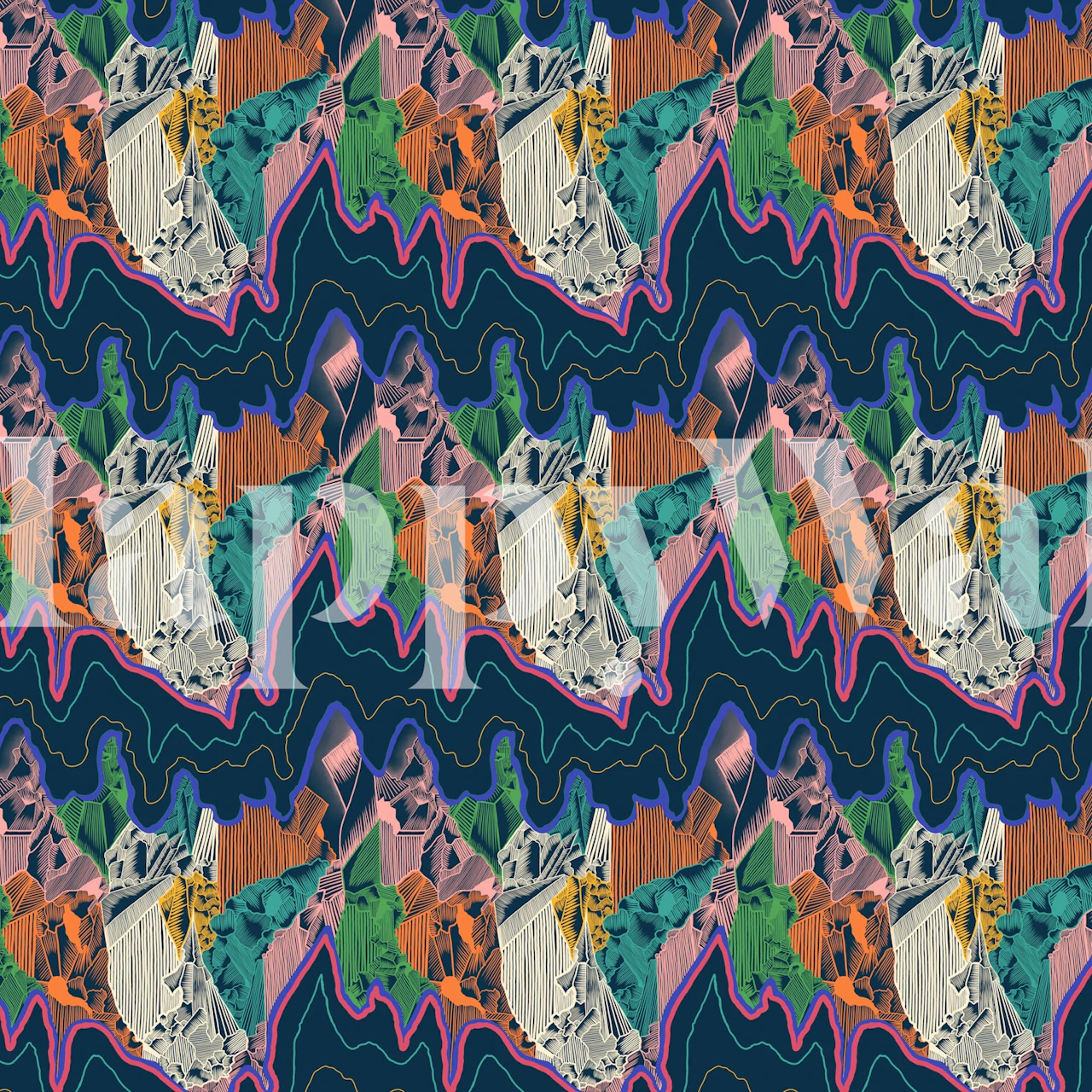 Neon Strata wallpaper in a stylish room