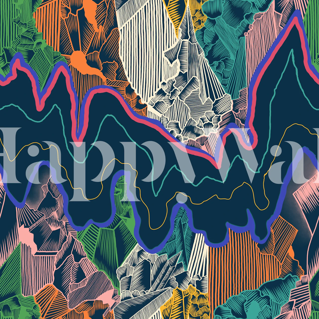 Neon Strata wallpaper in a stylish room