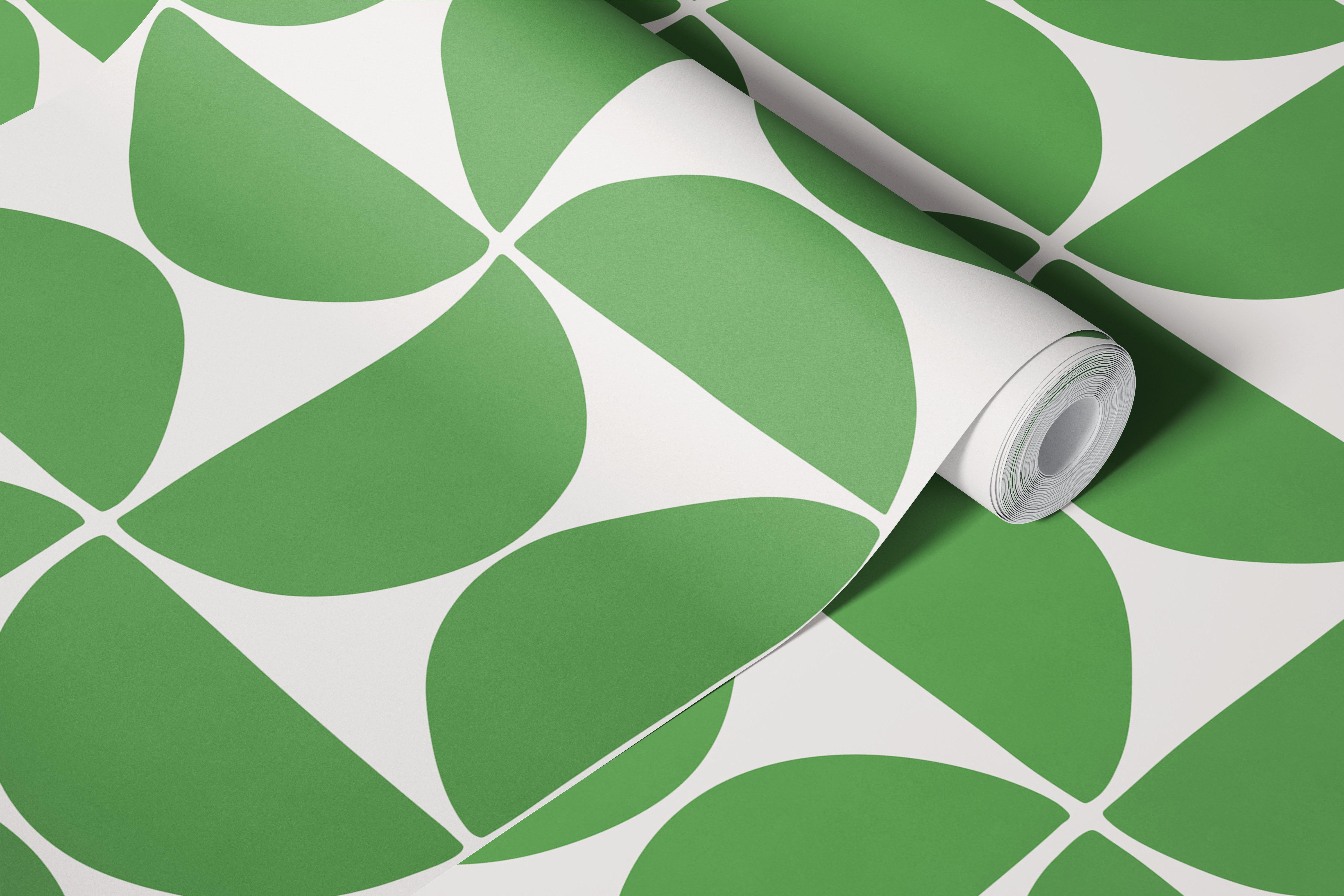 Geometric green shapes on light background wallpaper
