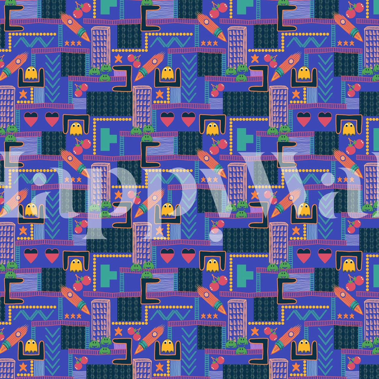 Ταπετσαρία Vibrant Synth Scape σε ένα δωμάτιο