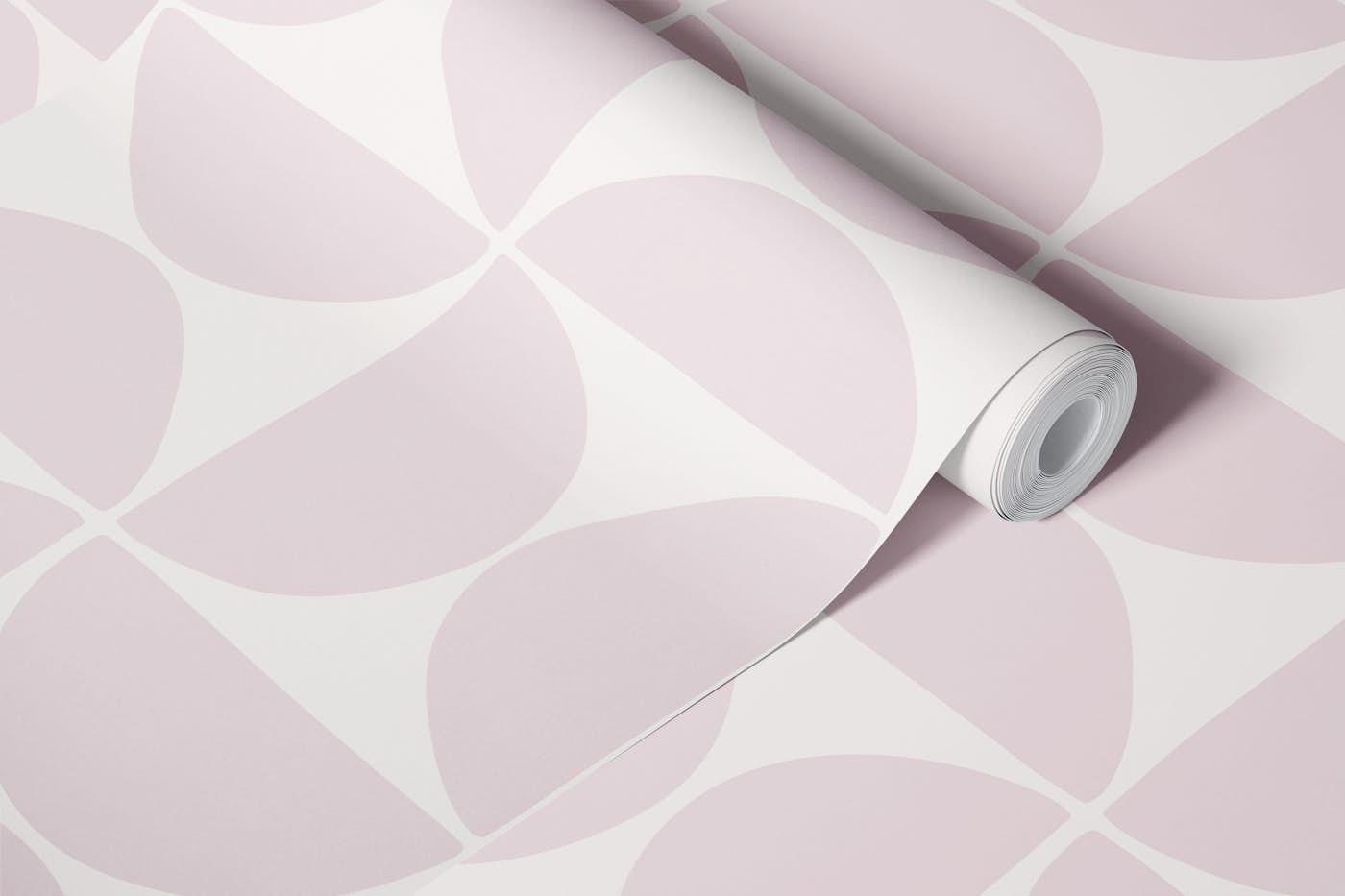 Retro Scandi Shapes Mod Geometric - Soft Pink wallpaper roll