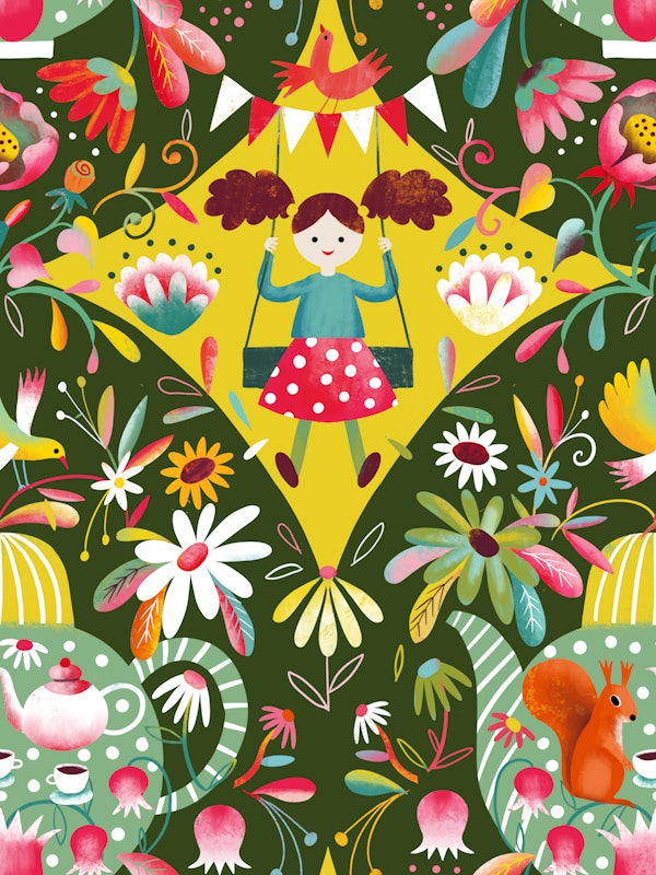 folk art garden party Dark