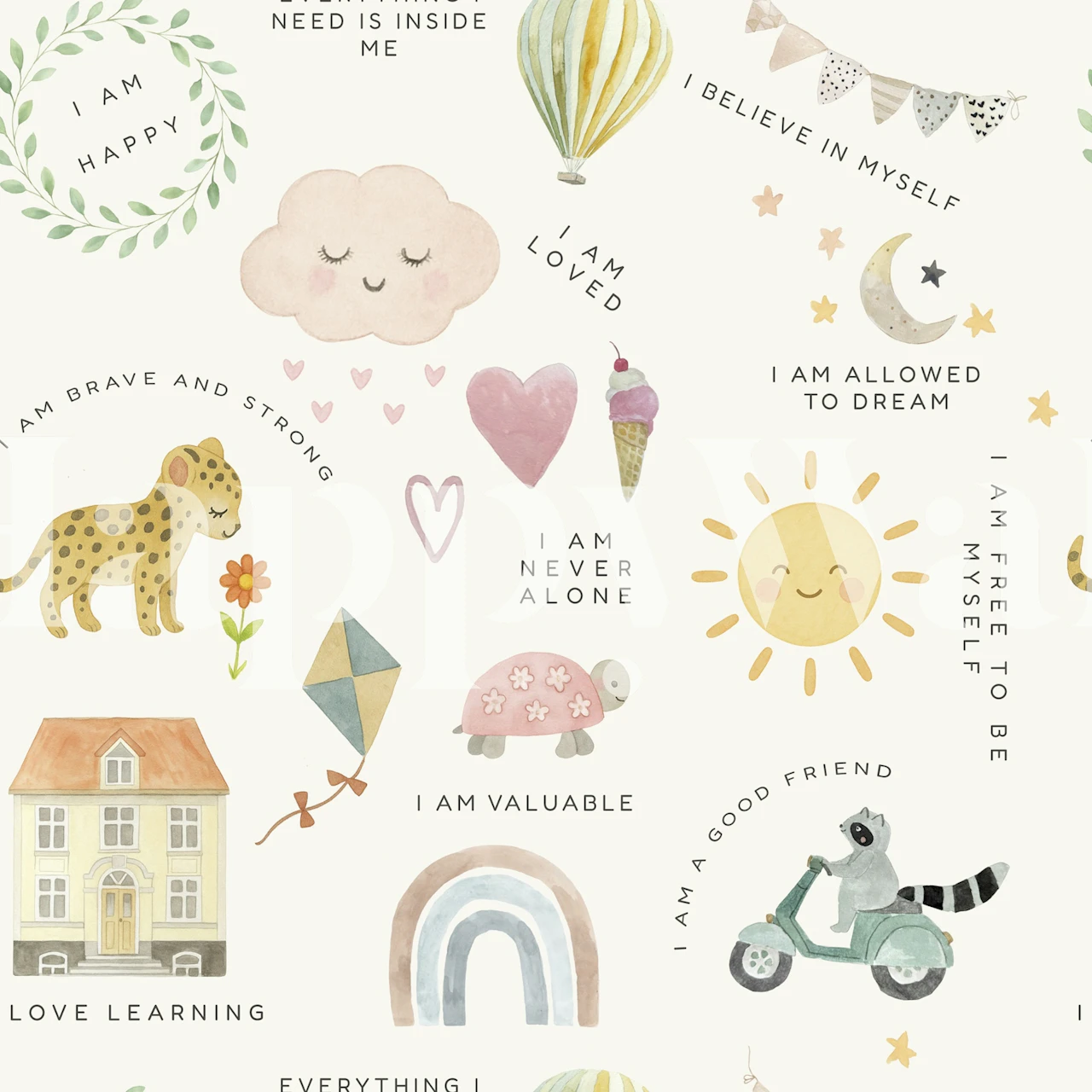 Diseño de papel tapiz brillante con ilustraciones estimulantes