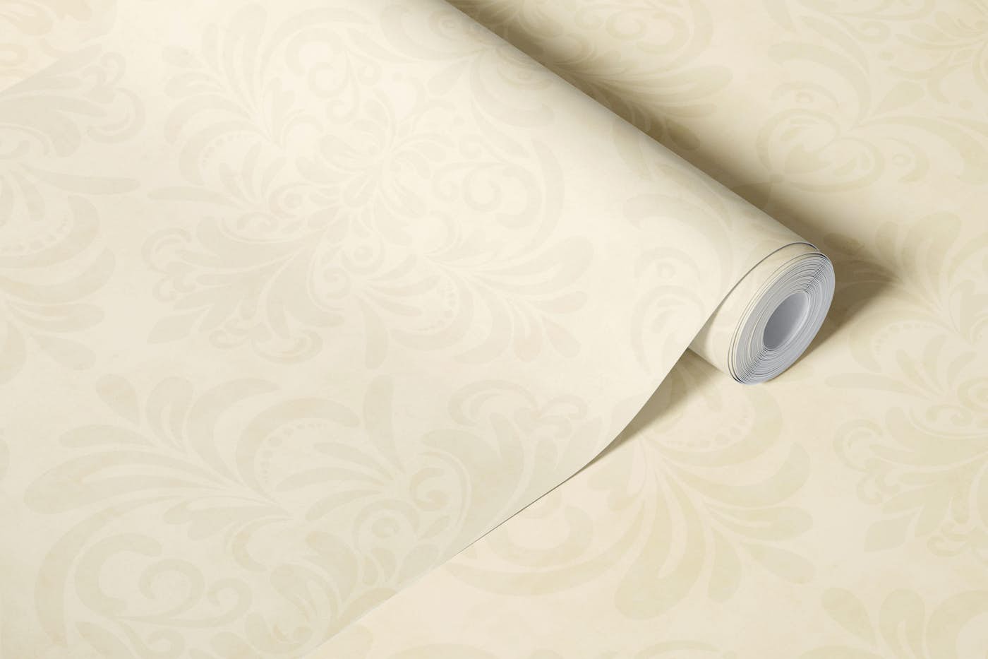 Damask Vintage yellow crem Soft 2 wallpaper roll