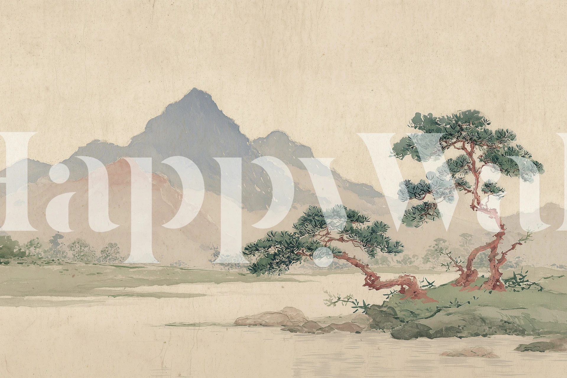 Serene Asia Mountain wallpaper in a room