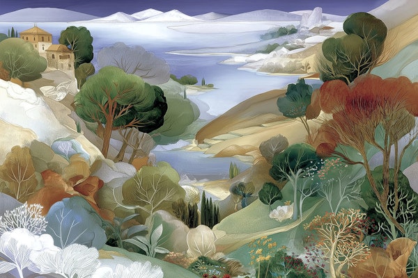 Tranquil Mountain Lake Scene