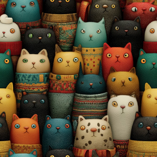 Colorful Knit Cats