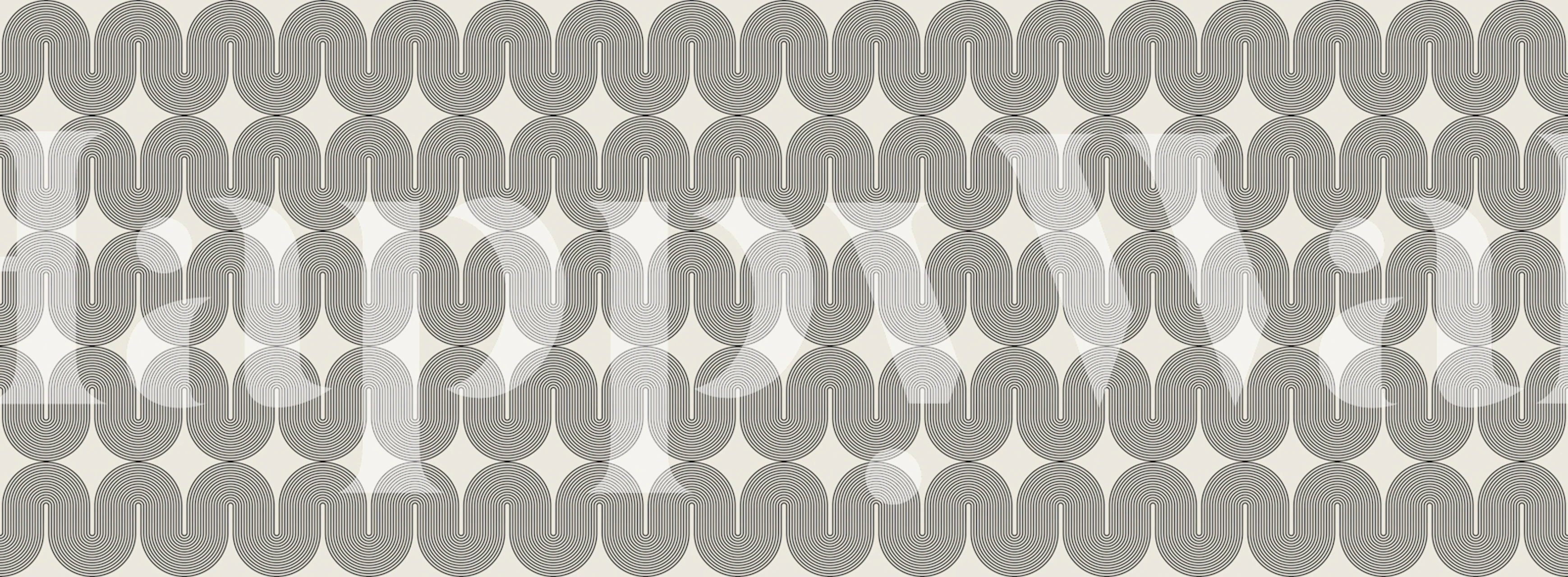 Vintage Modern Circles behang in een kamer