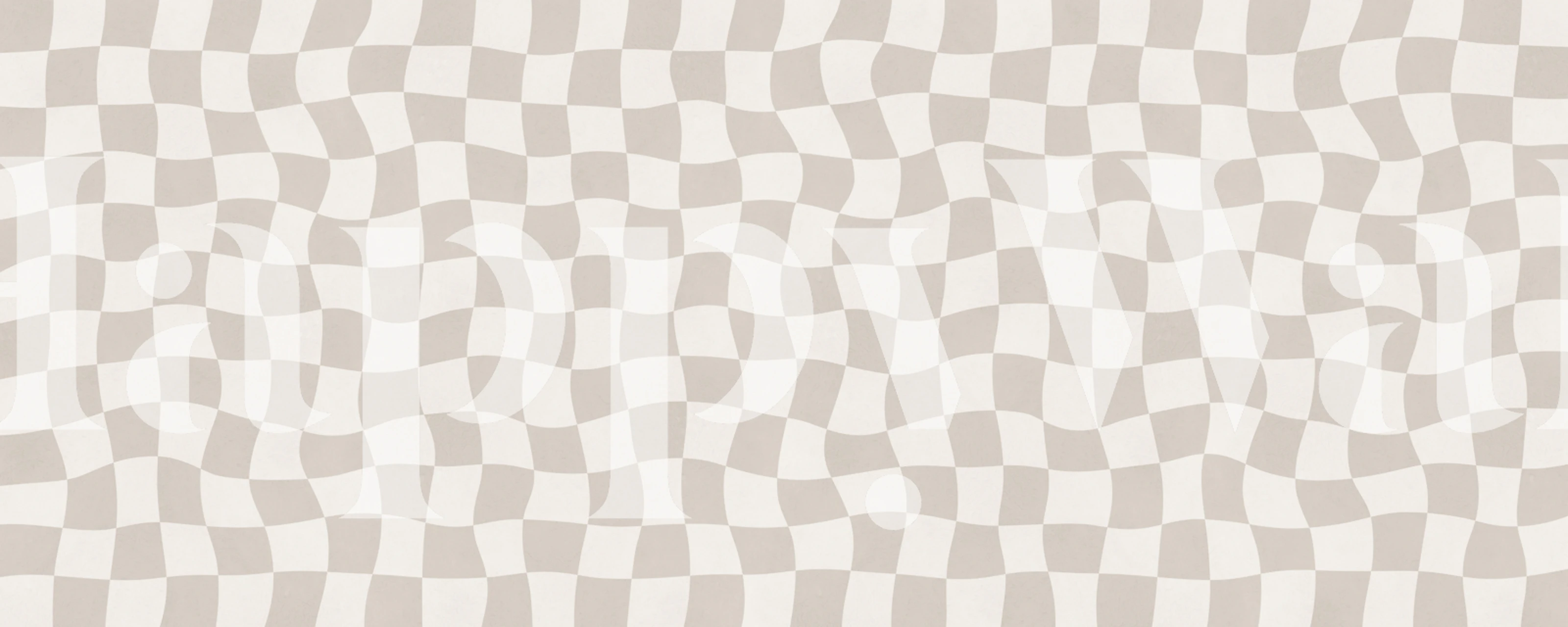 Carta da parati Creamy Checkered Waves in una stanza