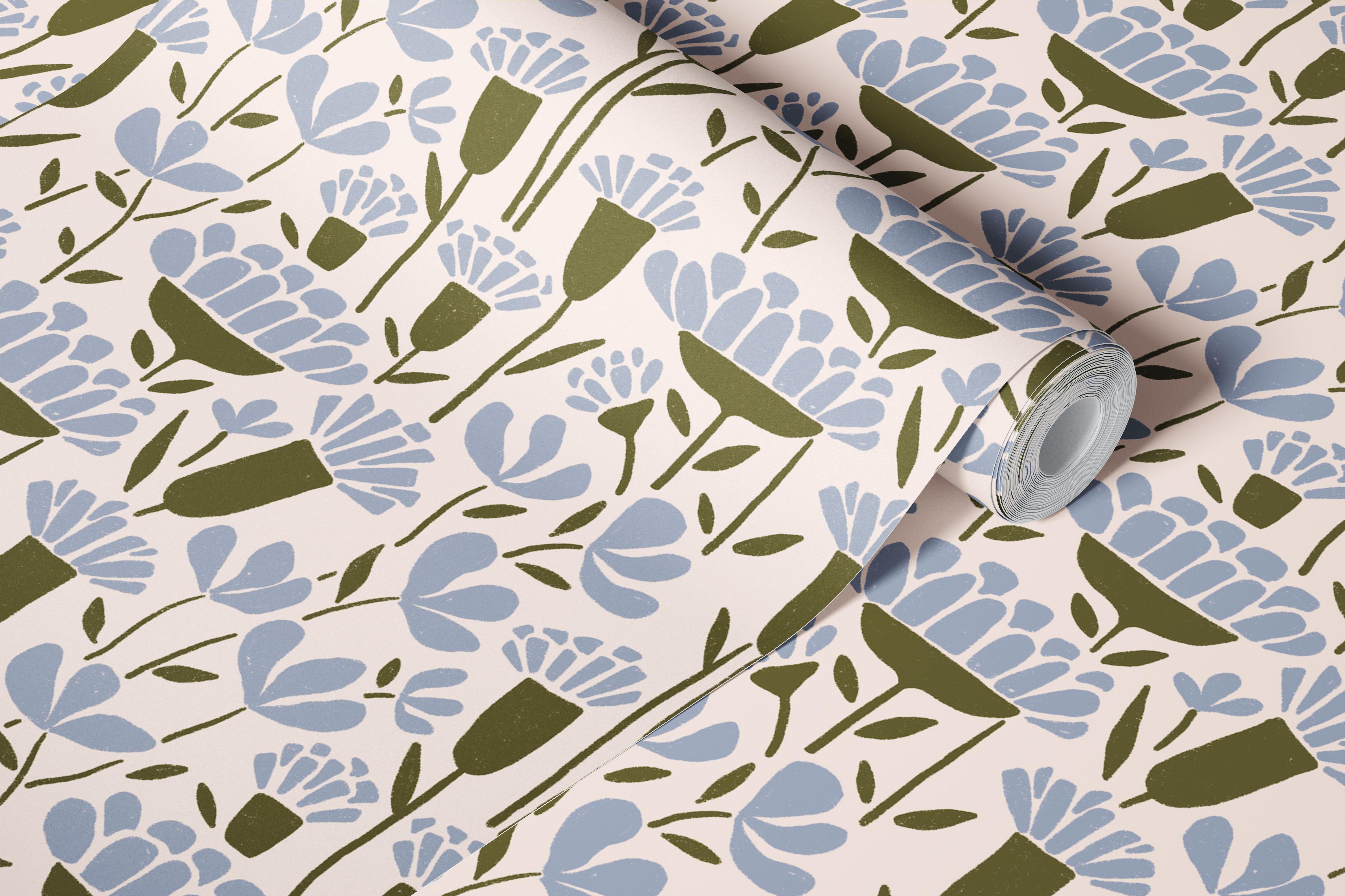 Asher beige floral wallpaper in a room