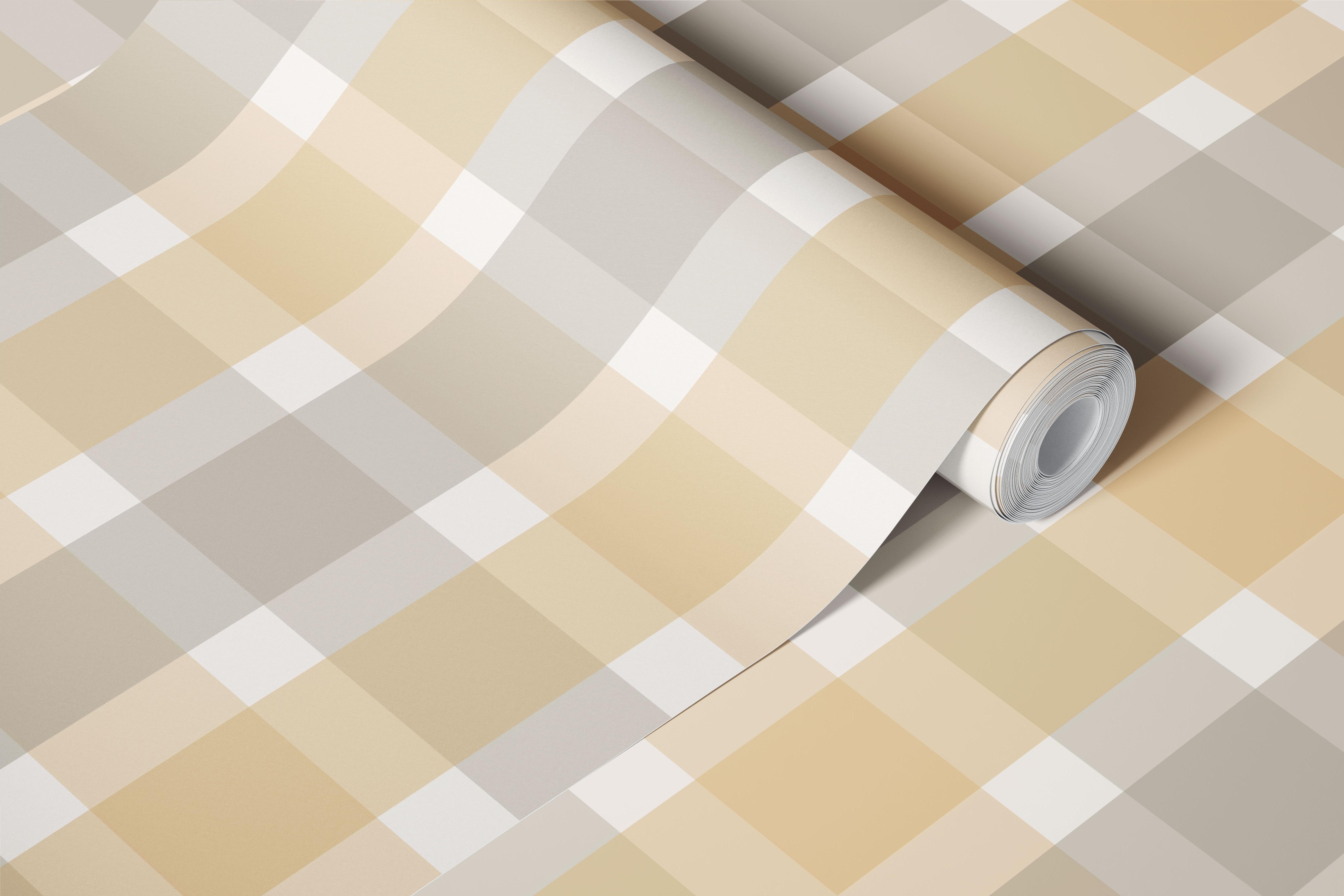 Rustic Beige Plaid wallpaper in a room