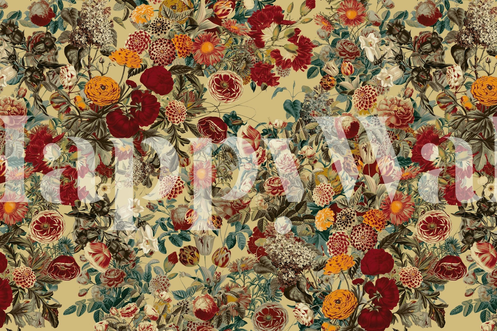 Historic Botanical Beauty floral wallpaper in room