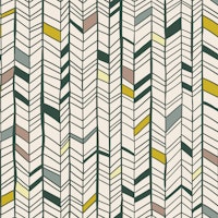 Hand drawn herringbone green mustard papel pintado