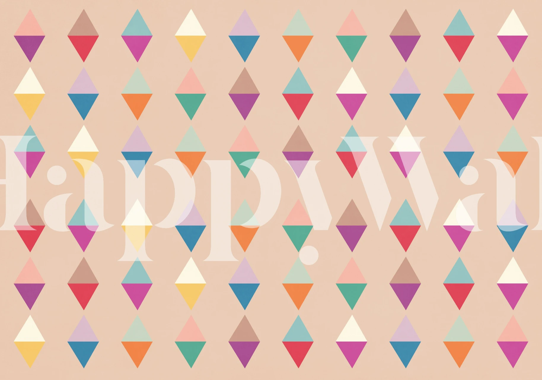 Multicolor Triangle Dance-tapet i ett rum