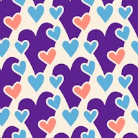 Playful Valentines Hearts Purple Blue Pink tapeta